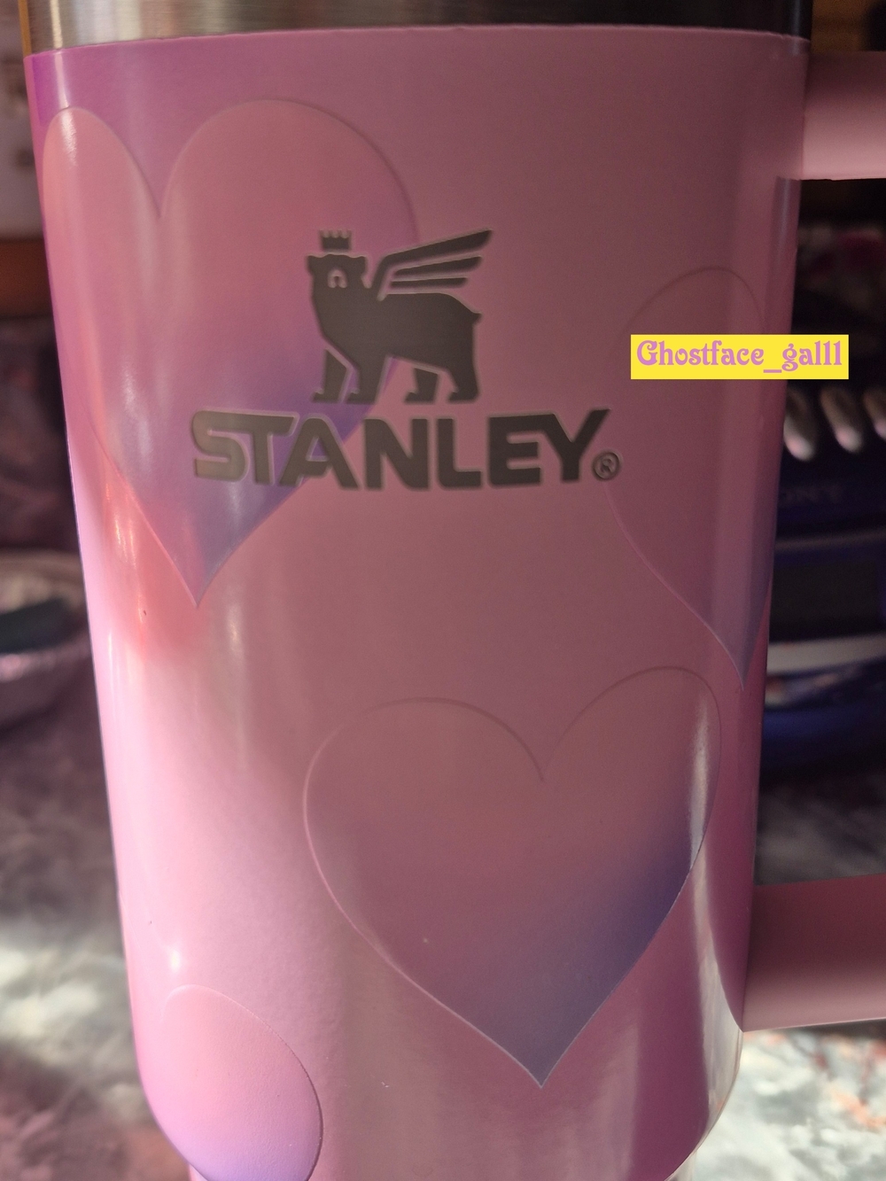 2025 Valentine's Day Stanley Pink Heart Travel Mug with Handle 30oz - Picture 2 of 4